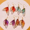 Clear Gradient Color Resin Wings Dangle Earrings for Women Wholesale Copper Rhinestone Butterfly Pendant Earring Jewelry Gifts
