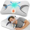 Comfort Memory Foam CPAP Pillow with Reduces Face Mask Pressure & Air Leaks Knitted Head & Neck Rests for Bed Sleeping