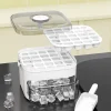 Compact Double Layer Ice Cube Tray with Lid and Bin, Pull-Out Ice Drawer with Portable Handle, Kitchen Accessories, Gadgets