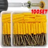 Concrete Drywall Anchor Screw Kit Plastic Expansion Tubes Fixing Wall Anchors Plug Self-Tapping Flat Head Screws Bolt Fasteners