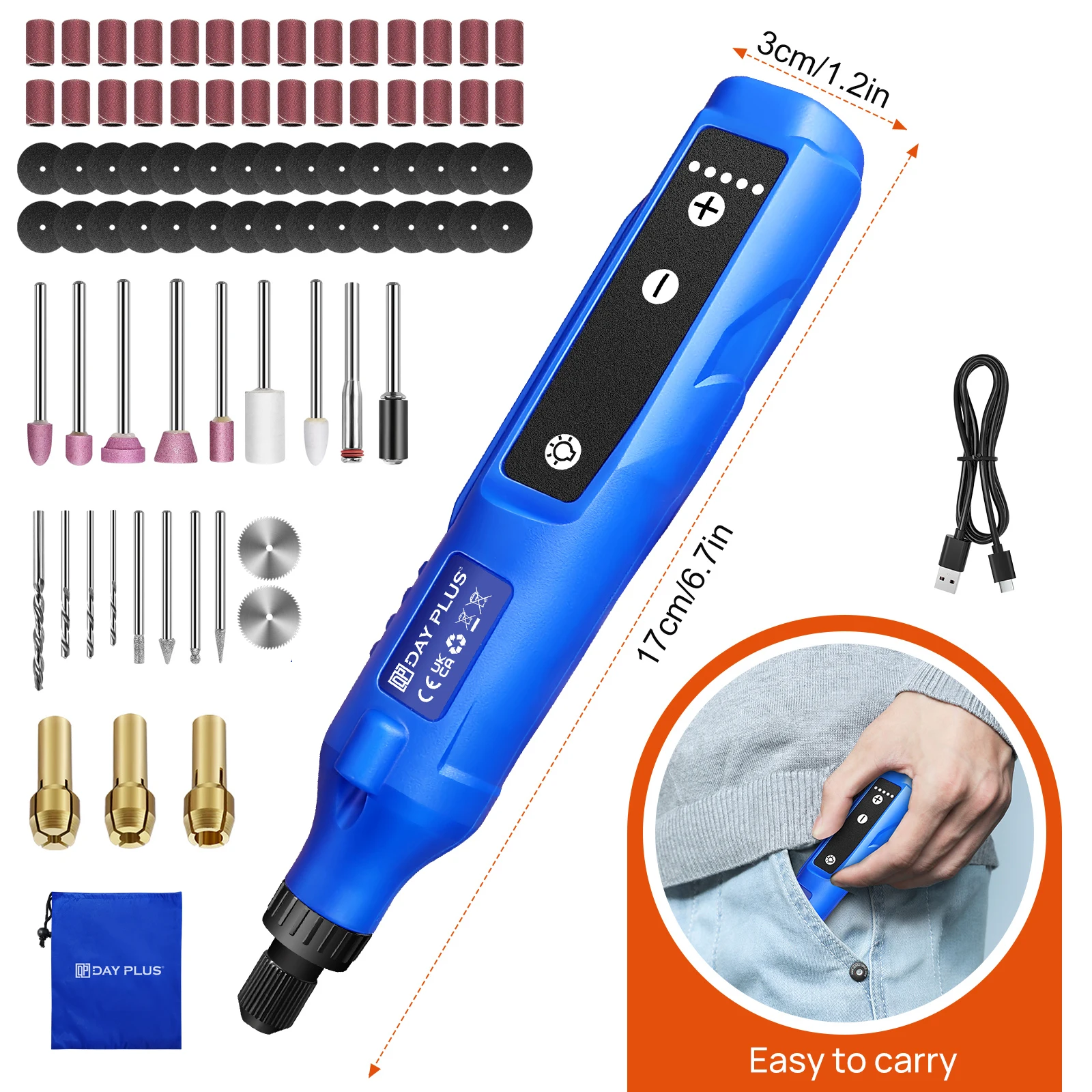 Cordless Engraver Electric Drill 5-Position Variable Speed High-Power Woodworking 80-piece Rotary Tools Set Grinder Polishing