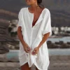 Cotton Linen Breathable And Comfortable Mid Length Oversized Button Down Half Sleeve O-neck Cardigan Casual Beach Suncreen Top