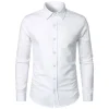 Cotton Linen Shirt for Men Slim Fit Tops Long Sleeve Bussiness Shirt Spring Autumn Casual Formal Men's Shirts