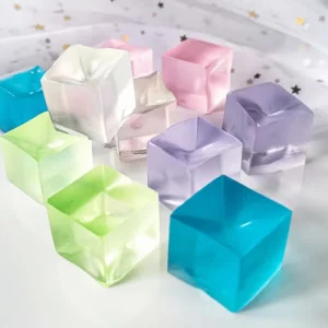 Creative Jelly Fidget Toy Mini Squishy Toys Mochi Ice Block Stress Ball Toy Transparent Cube Stress Relief Squeeze Toy