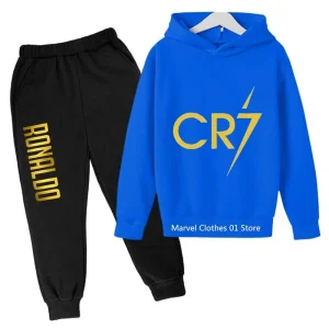  Cristiano Ronaldo CR7 Cosplay Costumes Kids Football Idol Hoodie Set Pants Kids Boys High Quality Tops Girls Clothing Sets