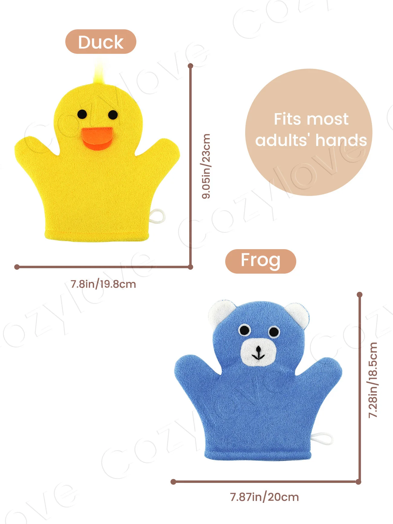 Cute Animal Kids Shower Loofah Glove | Soft Duck & Bear Bath Mitt for Toddler Bathing, Gentle Exfoliating Sponge - Image 2