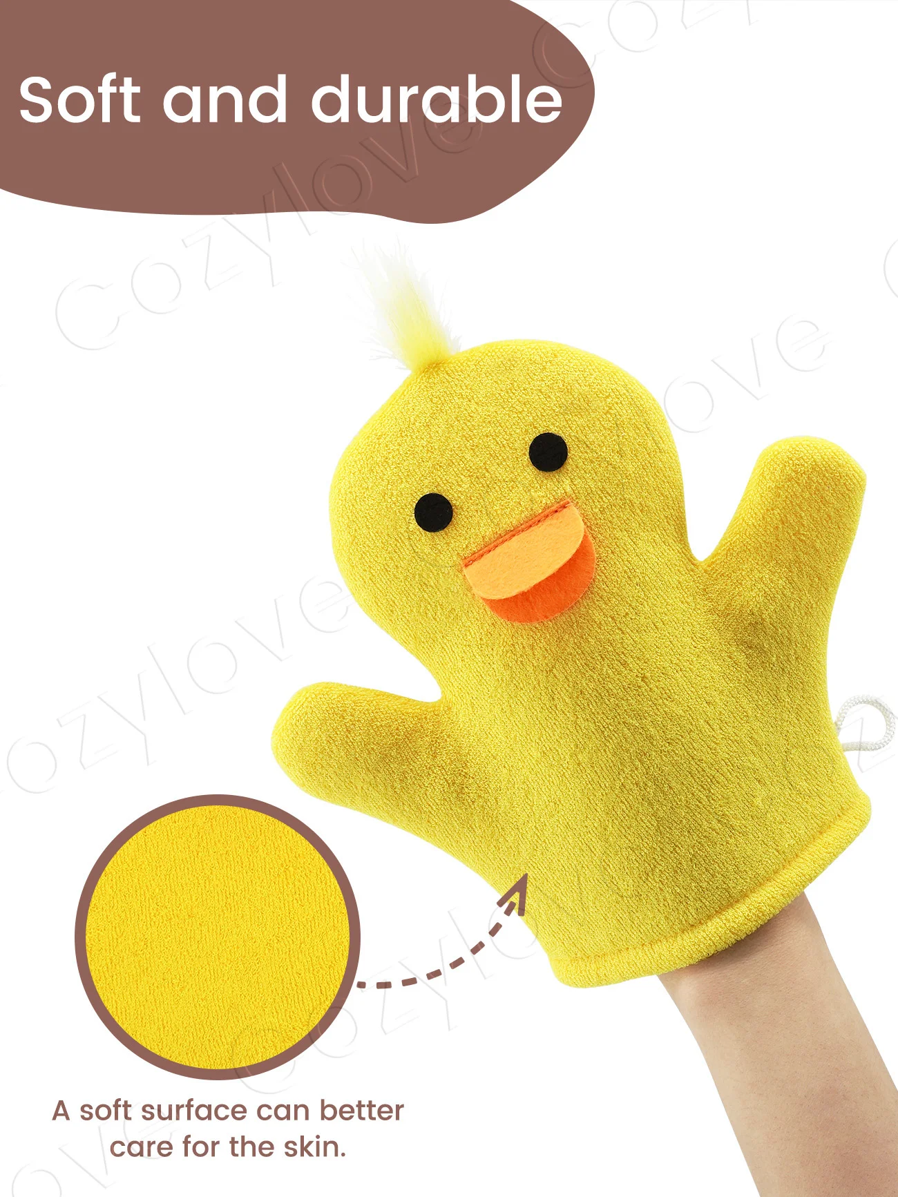 Cute Animal Kids Shower Loofah Glove | Soft Duck & Bear Bath Mitt for Toddler Bathing, Gentle Exfoliating Sponge - Image 3