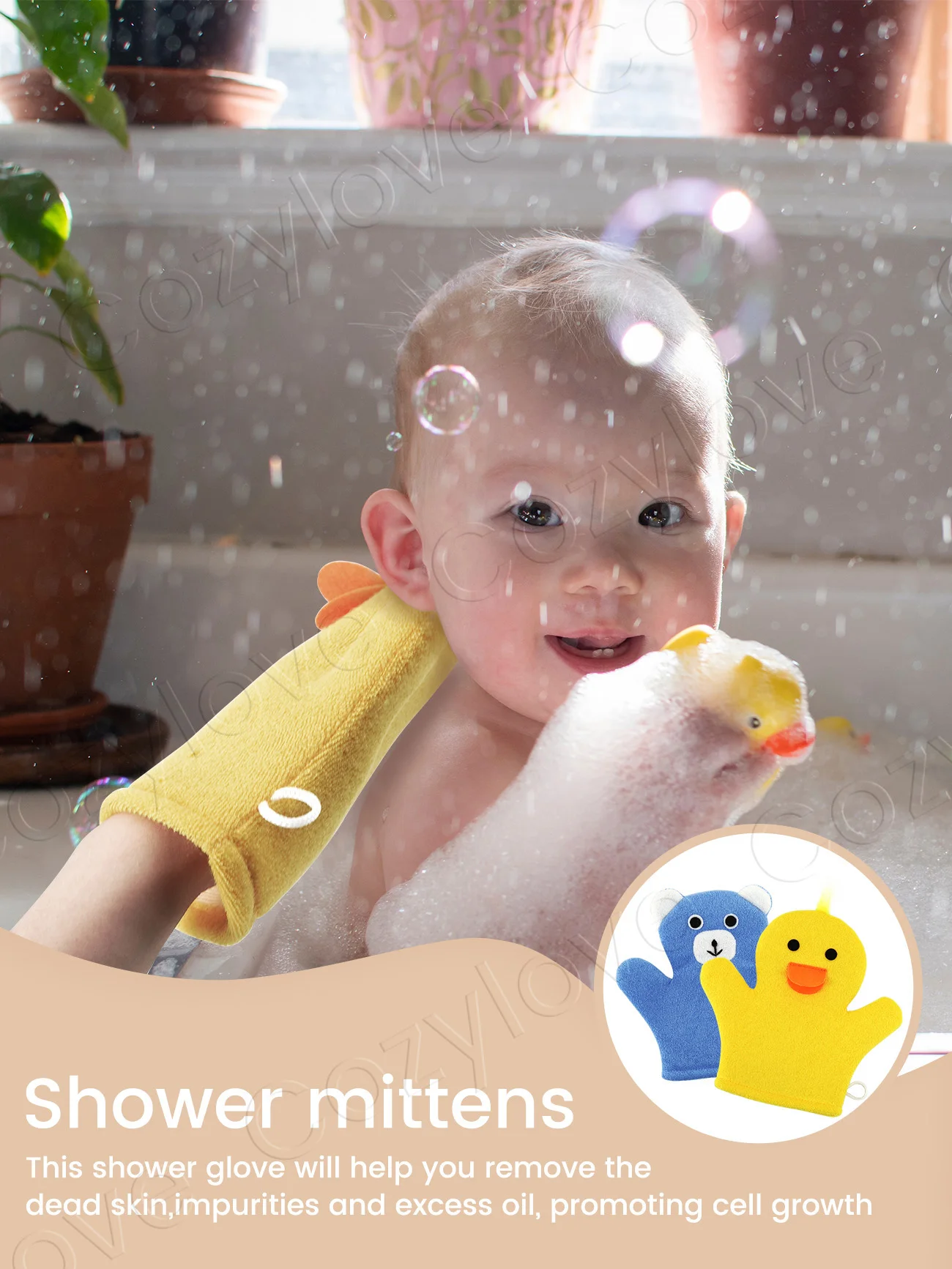 Cute Animal Kids Shower Loofah Glove | Soft Duck & Bear Bath Mitt for Toddler Bathing, Gentle Exfoliating Sponge - Image 6