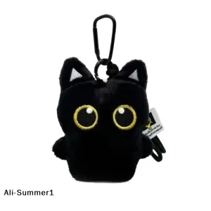 Cute Black Cat Plush Toy Doll Keychain Small Pendant Cartoon Kitten Soft Animal Bag Backpack Ornament For Boy Girl Birthday Gift