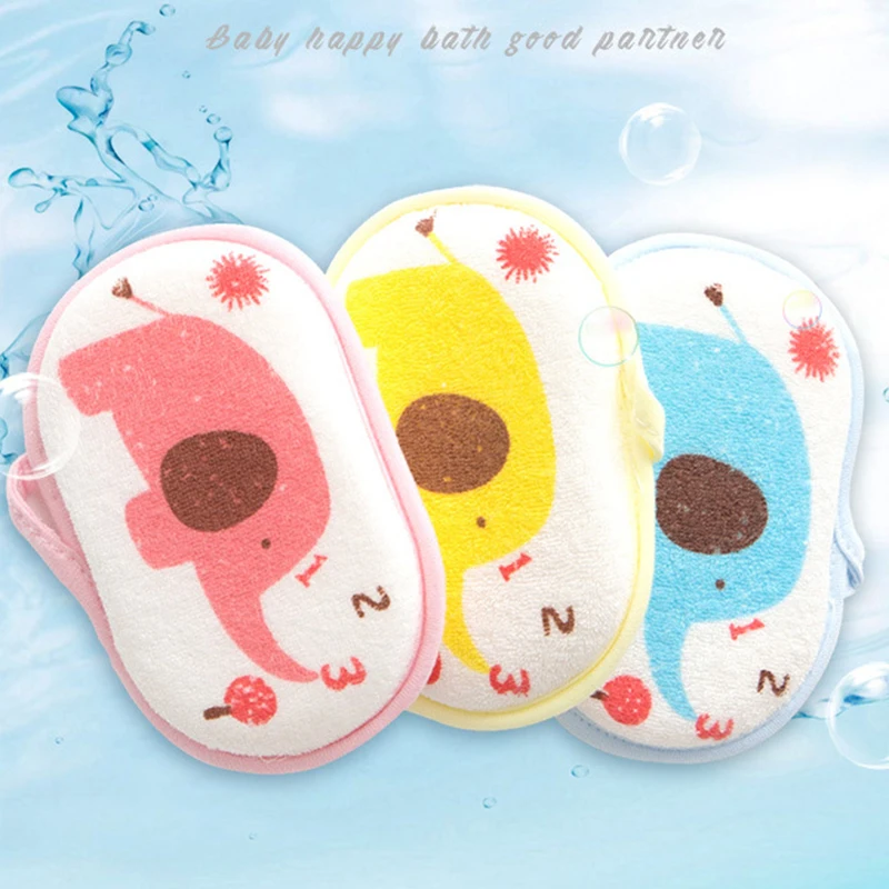 Cute Kids Baby Cotton Shower Bath Sponge Rub Cartoon elephant Body Wash Towel Infant Toddle Newborn Bath Brushes Soft Sponge - Image 2