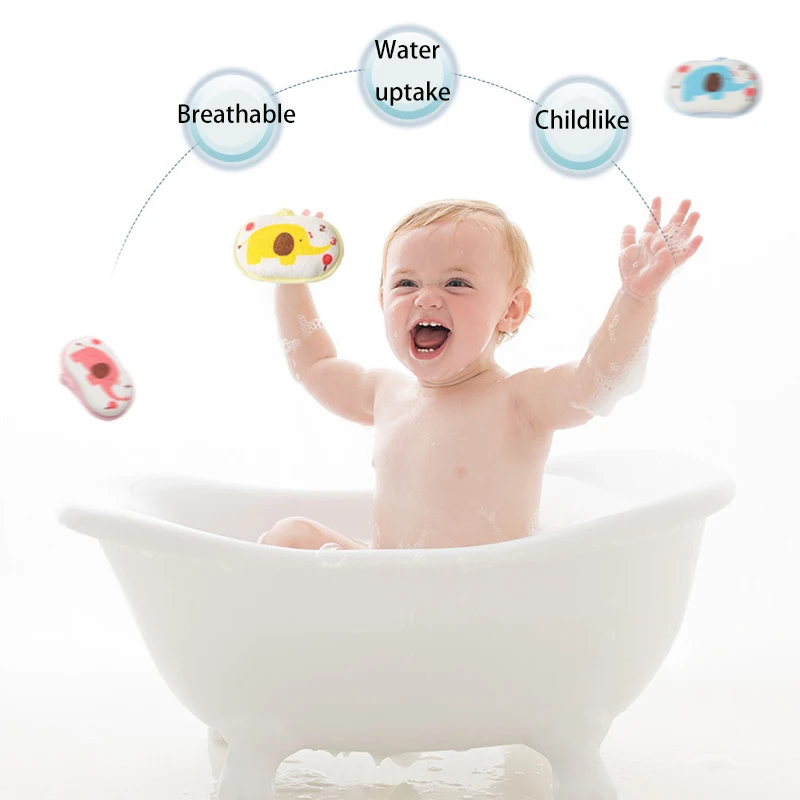 Cute Kids Baby Cotton Shower Bath Sponge Rub Cartoon elephant Body Wash Towel Infant Toddle Newborn Bath Brushes Soft Sponge - Image 3