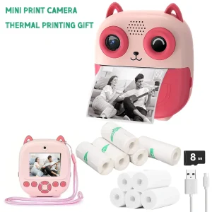 Cute Shape Instant Print Camera, 1080P HD Dual-Lens Camera Instant Print, Comes with Rolls of Thermal Printing Paper