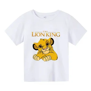 Cute The Lion King Kids T-shirts Summer Black Short Sleeve Boys Girls Tee Shirt Child Cartoon Simba Harajuku Tops Women Clothes