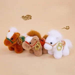 Cute Zodiac Horse Keychain Plush Toy Kawaii Stuffed Doll Bag Pendant Decoration Backpack Hanging New Year Gift