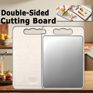 Cutting Board for Kitchen Vegetable Fruit Food Boards Stainless Steell/Wheat straw Cutting Board Non-Slip Base Chopping Board