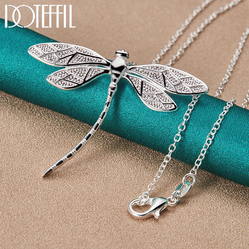 DOTEFFIL 925 Sterling Silver 40-75cm Chain Big Dragonfly Pendant Necklace For Women Wedding Engagement Party Fashion Jewelry - Image 6