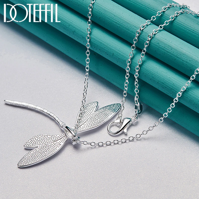 DOTEFFIL 925 Sterling Silver 40-75cm Chain Big Dragonfly Pendant Necklace For Women Wedding Engagement Party Fashion Jewelry - Image 3