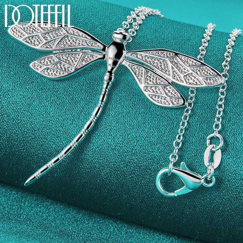 DOTEFFIL 925 Sterling Silver 40-75cm Chain Big Dragonfly Pendant Necklace For Women Wedding Engagement Party Fashion Jewelry - Image 4