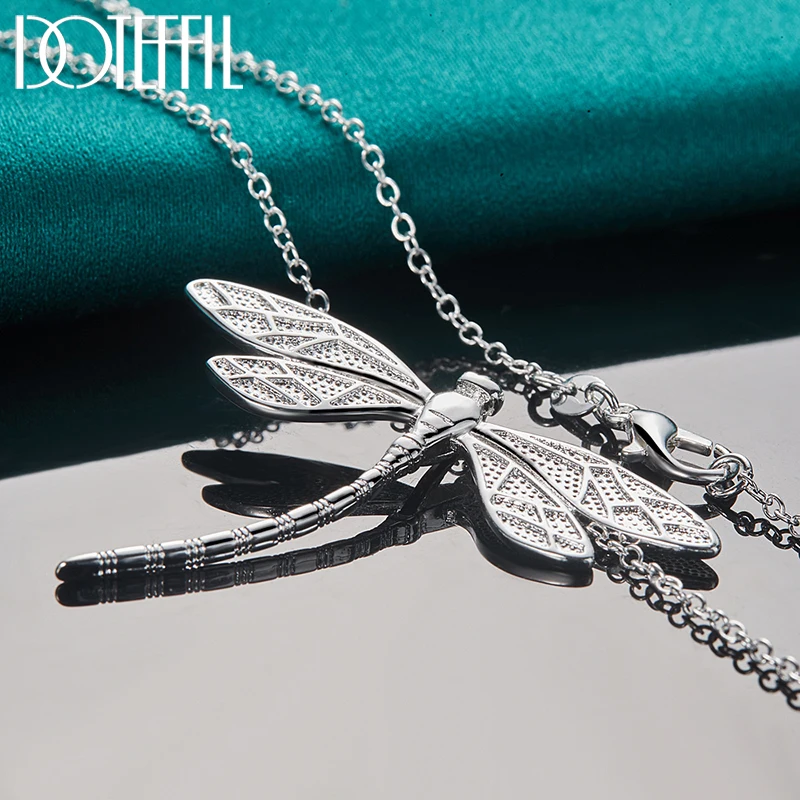 DOTEFFIL 925 Sterling Silver 40-75cm Chain Big Dragonfly Pendant Necklace For Women Wedding Engagement Party Fashion Jewelry - Image 5