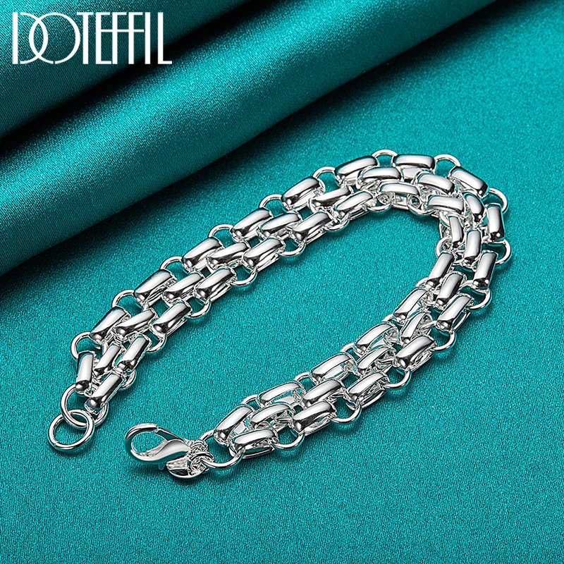 DOTEFFIL 925 Sterling Silver Lnterlocking Circle Bracelet Chain For Women Fashion Charm Wedding Engagement Jewelry - Image 2