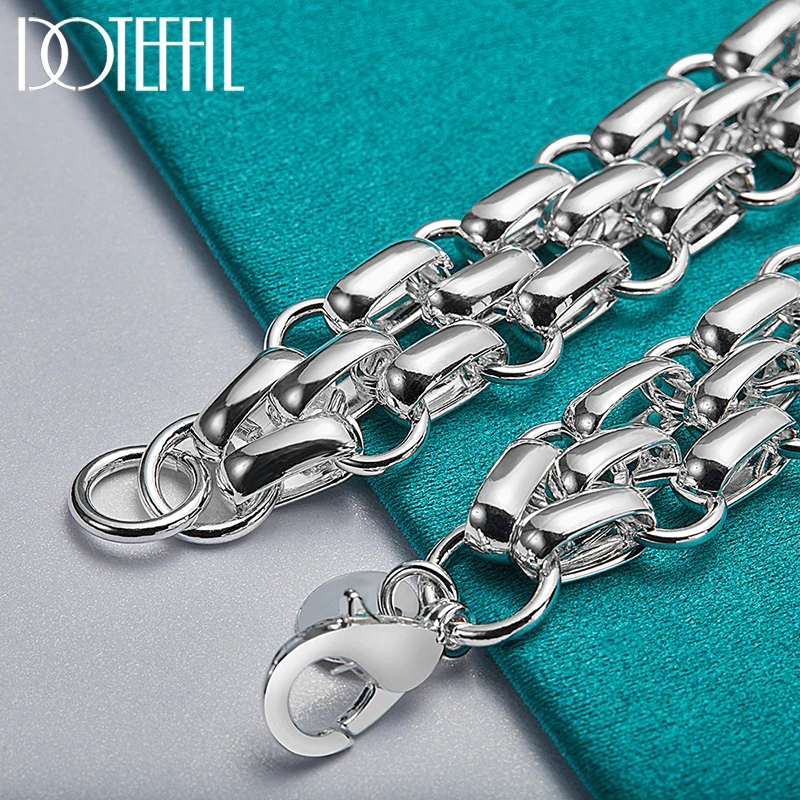 DOTEFFIL 925 Sterling Silver Lnterlocking Circle Bracelet Chain For Women Fashion Charm Wedding Engagement Jewelry - Image 5