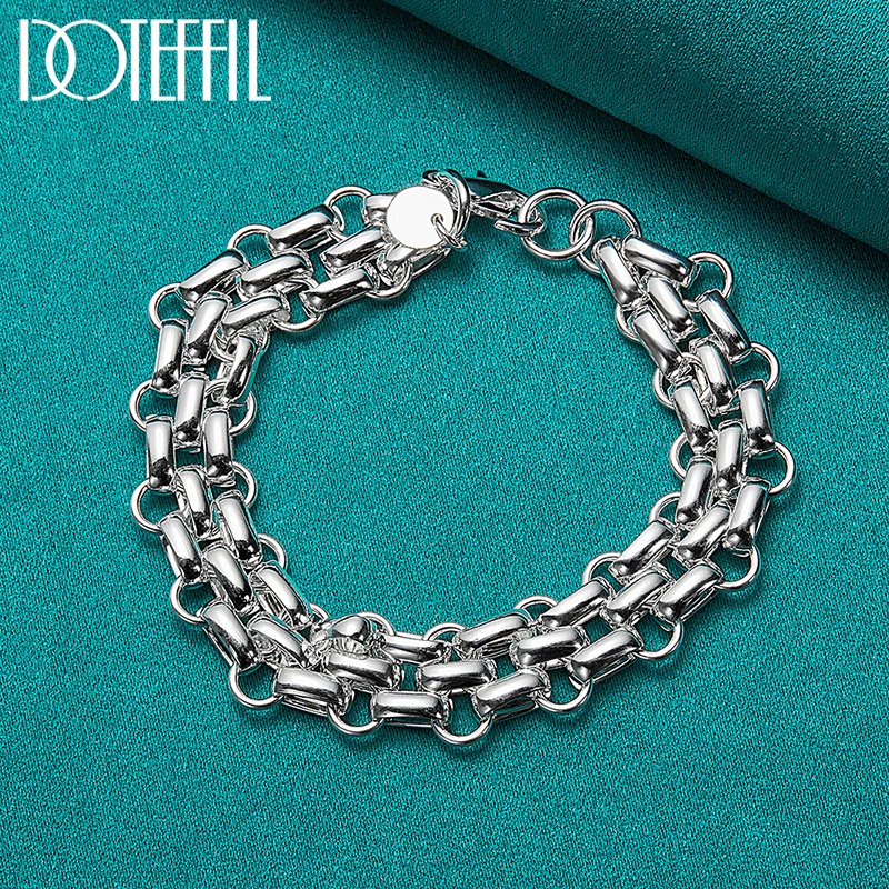 DOTEFFIL 925 Sterling Silver Lnterlocking Circle Bracelet Chain For Women Fashion Charm Wedding Engagement Jewelry - Image 3