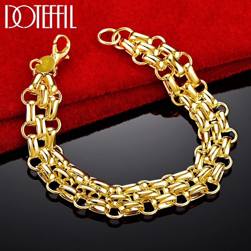 DOTEFFIL 925 Sterling Silver Lnterlocking Circle Bracelet Chain For Women Fashion Charm Wedding Engagement Jewelry - Image 6