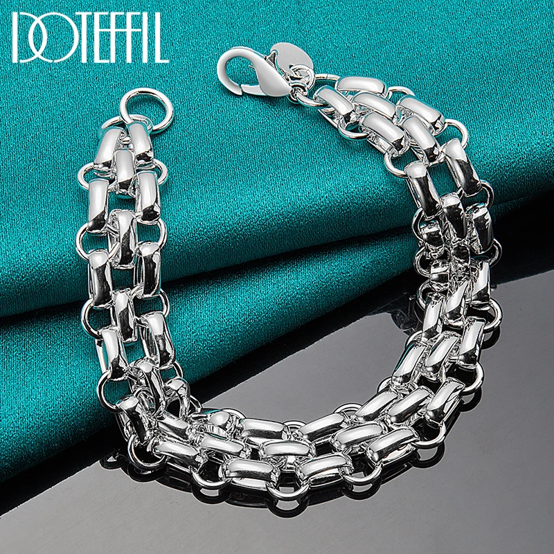 DOTEFFIL 925 Sterling Silver Lnterlocking Circle Bracelet Chain For Women Fashion Charm Wedding Engagement Jewelry - Image 4