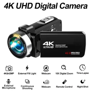 Digital DV Camcorder 3.0 Inch Colourful Display Screen 18X Digital Zoom HD Definition Camera Image Video Recording Digital Cam