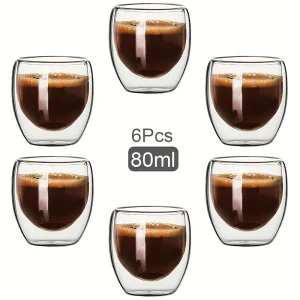 Double Wall Glass Cup Heat Insulation Transparent Handmade Tea Drink Cups MINI Whisky glasses Espresso Coffee Mug