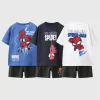 Double-sided Print Tshirt All-match Shorts 2pcs For Boys Child Cartoon Fashion Tracksuits Summer New Design Toddler Tees+Shorts