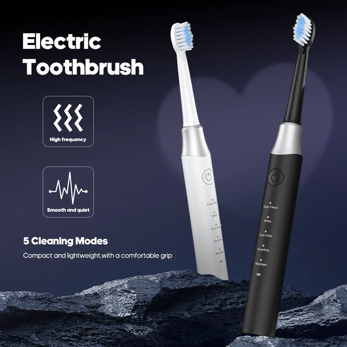 Dr.Yadent YD07 Electric Sonic Toothbrush Sensitive Gum Care Rechargeable Toothbrush 5 Modes Soft Brush Bristle 60 Days Life Long - Image 4