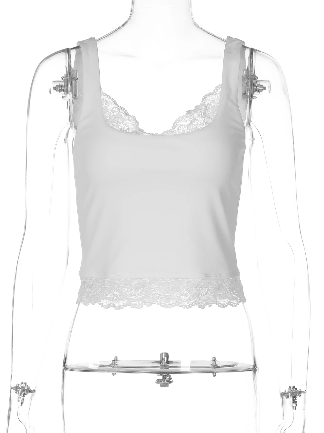 Dulzura Square Collar Backless Slim Lace Ruffles Patchwork Tank Top Women'S Fashion Sexy Y2K Top Party Vacation Summer Clothes - Image 6
