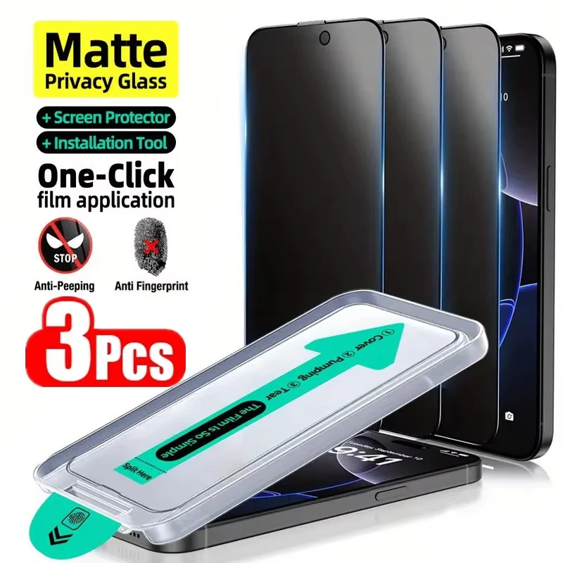Dust Free Easy Installation Matte Privacy Screen Protector For iPhone 17 Pro 14 16 13 11 12 15 Pro Max Air 16E XR X XS Max Glass