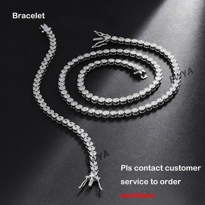 EWYA Luxury Bubble 2/3mm D Color Full Moissanite Tennis Necklace for Women S925 Silver Plated 18K Diamond Neck Chain Necklaces - Image 3