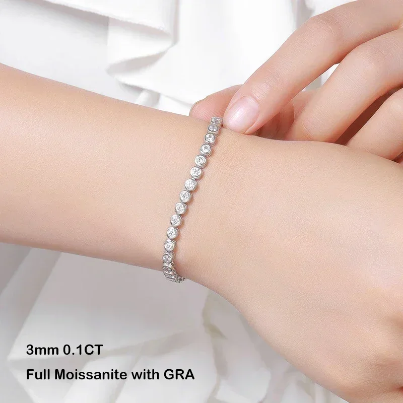 EWYA Luxury Bubble 2/3mm D Color Full Moissanite Tennis Necklace for Women S925 Silver Plated 18K Diamond Neck Chain Necklaces - Image 6