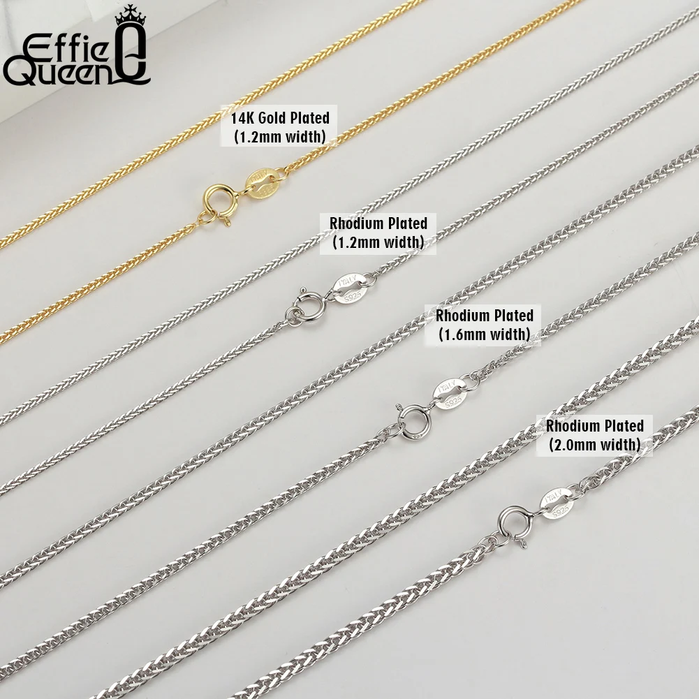 Effie Queen 100% 925 Sterling Silver Basic Chain Necklaces Box/Snake/Chopin/Figaro Beaded Chain 40-60cm Unisex DIY Casual Wear - Image 2