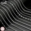 Effie Queen 100% 925 Sterling Silver Basic Chain Necklaces Box/Snake/Chopin/Figaro Beaded Chain 40-60cm Unisex DIY Casual Wear