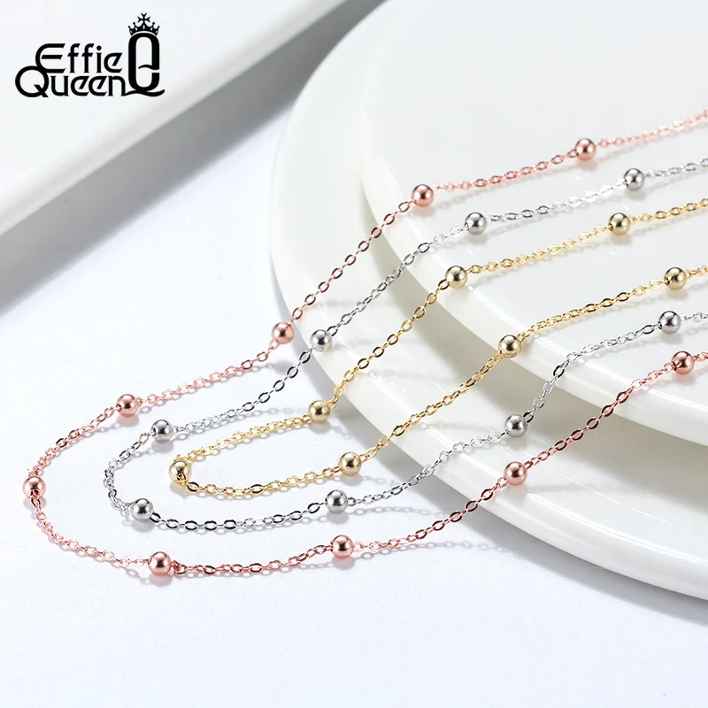 Effie Queen 100% 925 Sterling Silver Basic Chain Necklaces Box/Snake/Chopin/Figaro Beaded Chain 40-60cm Unisex DIY Casual Wear - Image 5