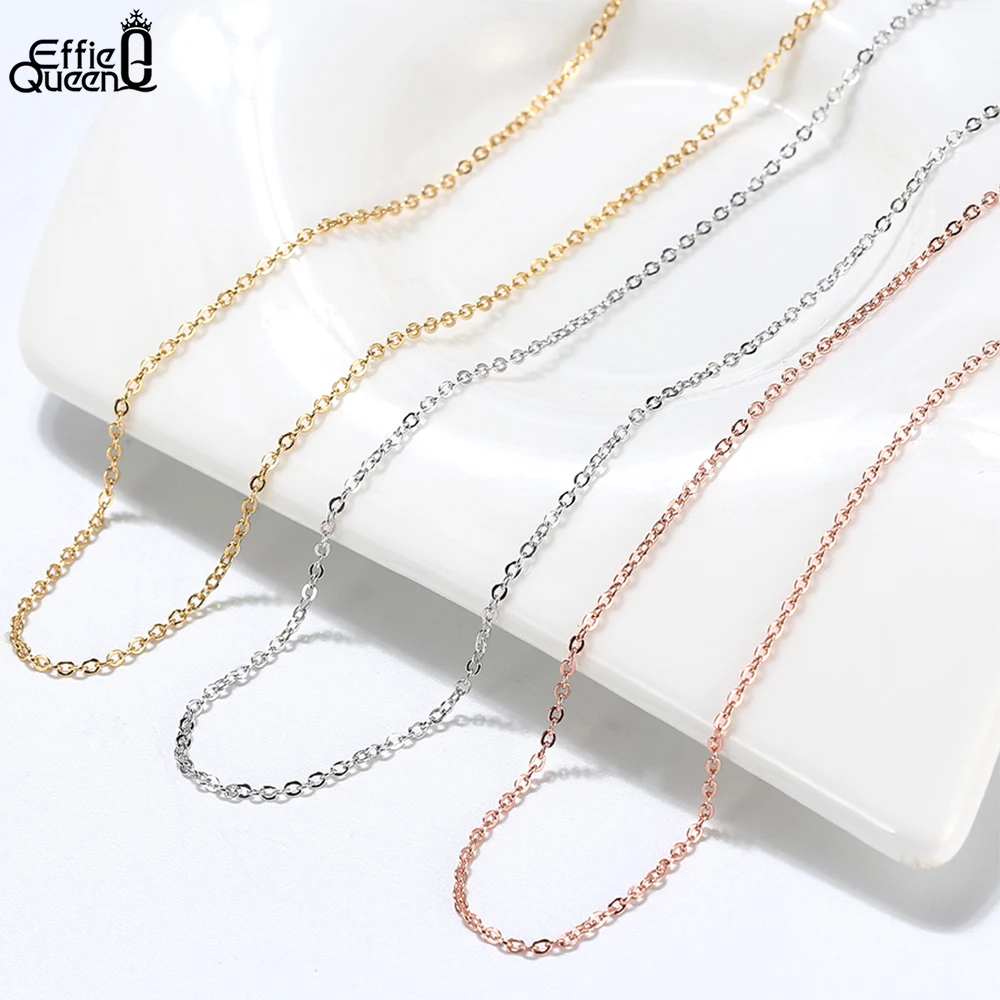 Effie Queen 100% 925 Sterling Silver Basic Chain Necklaces Box/Snake/Chopin/Figaro Beaded Chain 40-60cm Unisex DIY Casual Wear - Image 4