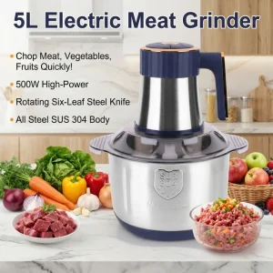Electric Food Processor SUS 304 Stainless Steel Bowl Mixer Machine Multi-function Home Cooking Machine Electric Meat Grinder