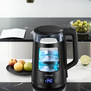 Electric Kettle, 1.7L Glass Tea Kettle, with Keep Warm, 5 Temperature Control, 2200W Fast Boil, Auto Shut-Off & Boil-Dry Prote