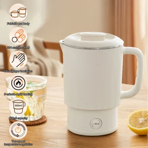 Electric Kettle Portable Travel Fast Boiling Tea Coffee Kettle 304 Stainless Steel Foldable Thermal Cup Anti-Scald Thermo Kettle