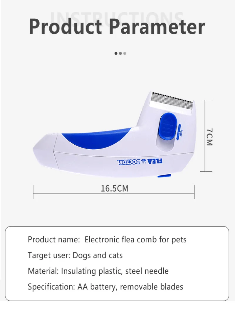 Electric Pet Flea and Hair Remover Brush for Dogs - Powerful Grooming Tool for Easy Hair Removal - Image 6