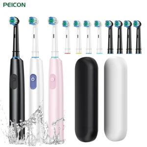 Electric Rotating Toothbrush Deep Clean Whitening Teeth for Adult Ultrasonic Toothbrush with 4/8pcs Refill Replacement Heads