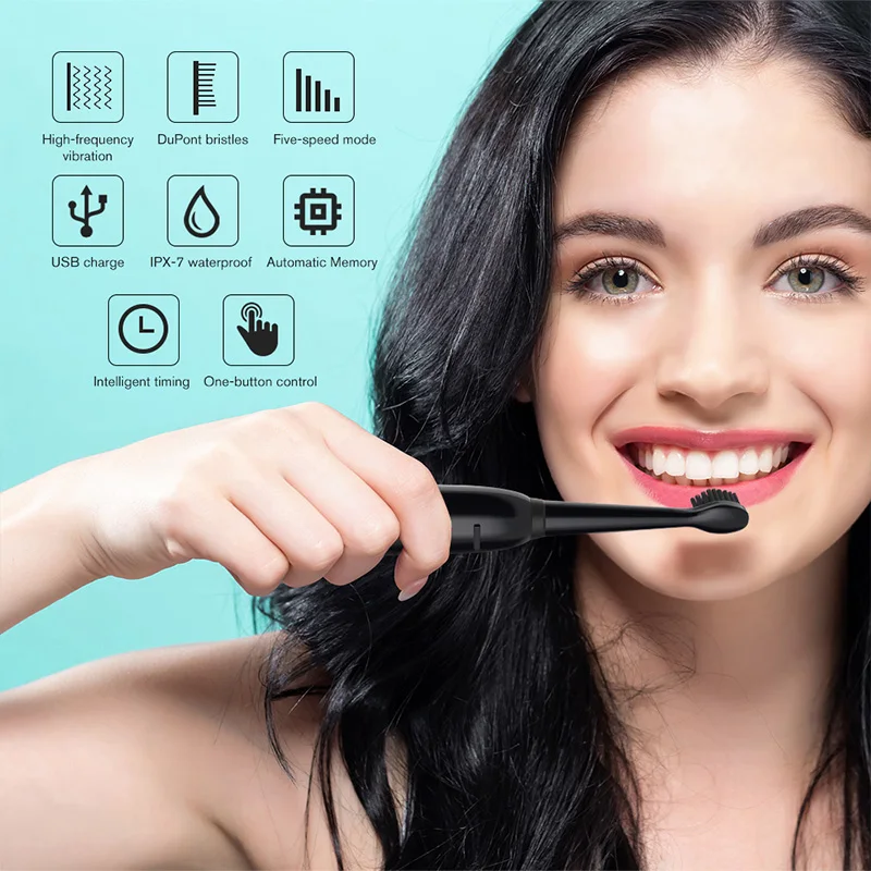 Electric Toothbrush 5-gear Mode USB Charging 4 colors IPX7 Waterproof Ultrasonic Rechargeable Soft Hair Toothbrush Adult Classic - Image 6