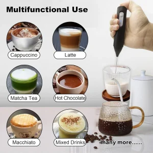 Electric milk frother, egg beater, handheld beverage coffee machine, portable 3-speed jam maker, household kitchen blender