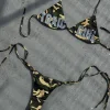 European American Cross Border 2026 Summer Camouflage Halter Letter Print Iron Ring Fashion Bikini Swimwear Set