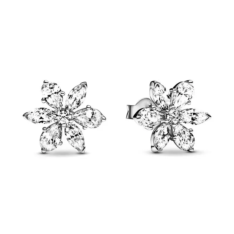 European New 925 Silver,Heart-Shaped,Snowflake,Bow Earrings Suitable For Women's Holiday Exquisite Charm Jewelry Gifts - Image 6