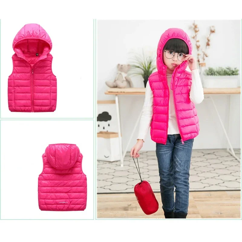 Fall Solid Waistcoat Children Outerwear Winter Coats Kids Clothes Warm Boys and Girls Hooded Vest for Age 2-12 Years Old - Image 2